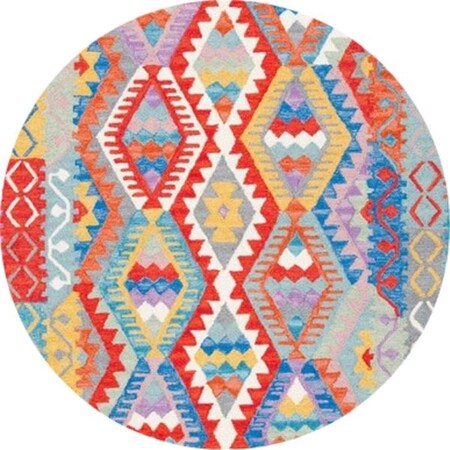 Safavieh 7 x 7 ft. Aspen Southwestern Hand Tufted Round Rug; Ivory & Red APN407A-7R